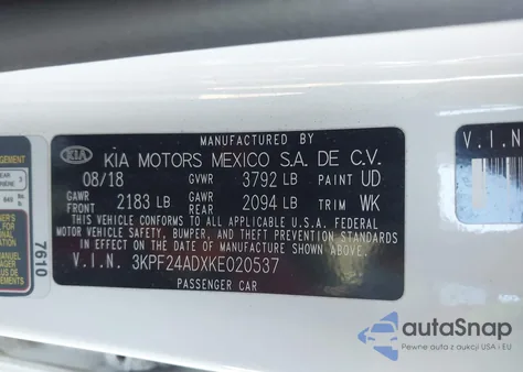 2019 Kia Forte Lxs from USA, damaged, VIN 3KPF24ADXKE020537